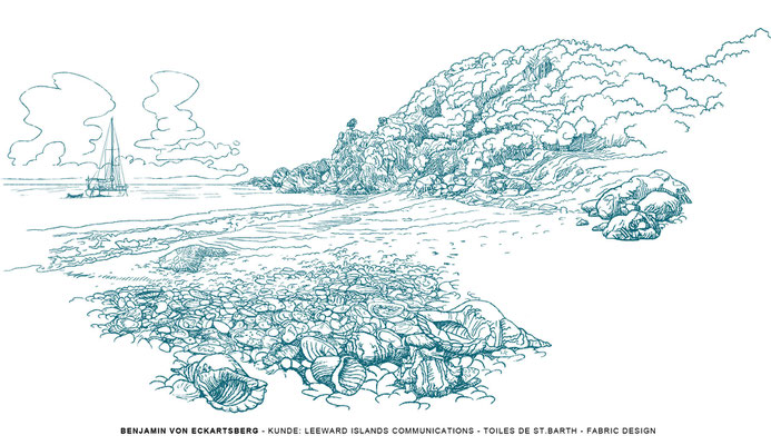 Benjamin von Eckartsberg - Illustration: Stoffdesign Toiles de St. Barth - Kunde - Leeward Islands Communications