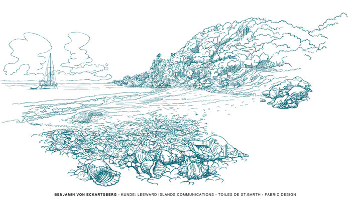 Benjamin von Eckartsberg - Illustration: Stoffdesign Toiles de St. Barth - Kunde - Leeward Islands Communications
