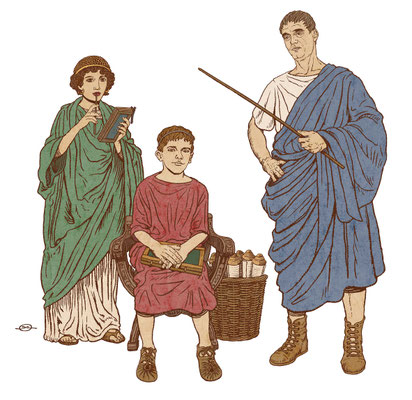 Benjamin von Eckartsberg - Illustration  für Austellung über Schule - Römer - Kunde: Bayerisches Nationalmuseum 