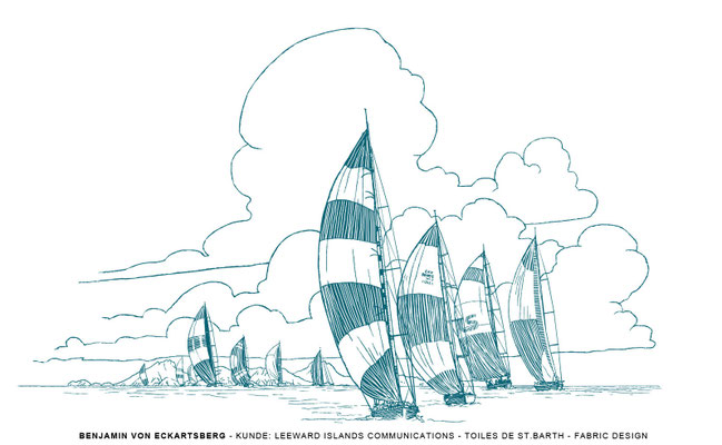 Benjamin von Eckartsberg - Illustration: Stoffdesign Toiles de St. Barth - Kunde - Leeward Islands Communications