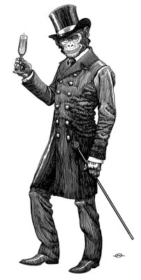 Benjamin von Eckartsberg - Illustration für Sekt Etikett - Kunde: Chimpanski Brut