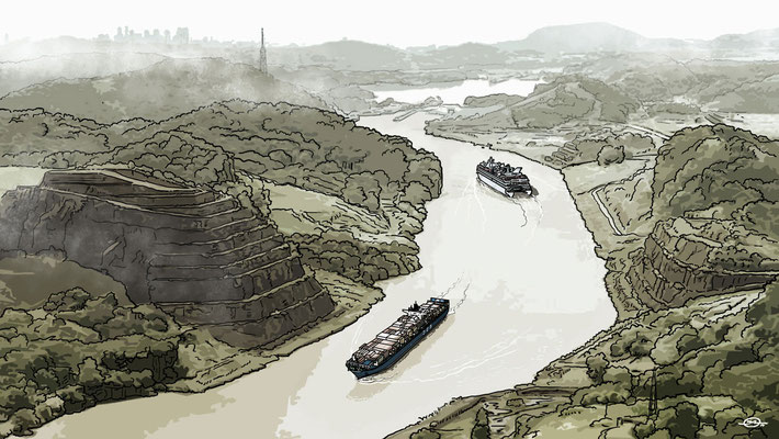 Benjamin von Eckartsberg - Illustration - Panama Canal today - Kunde: Allianz
