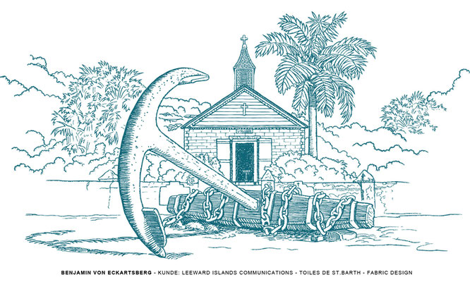 Benjamin von Eckartsberg - Illustration: Stoffdesign Toiles de St. Barth - Kunde - Leeward Islands Communications
