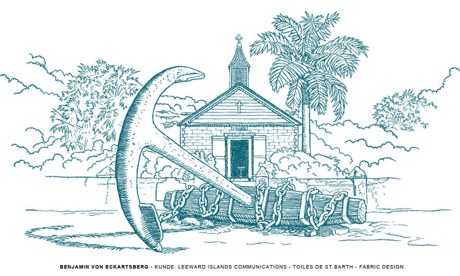 Benjamin von Eckartsberg - Illustration: Stoffdesign Toiles de St. Barth - Kunde - Leeward Islands Communications