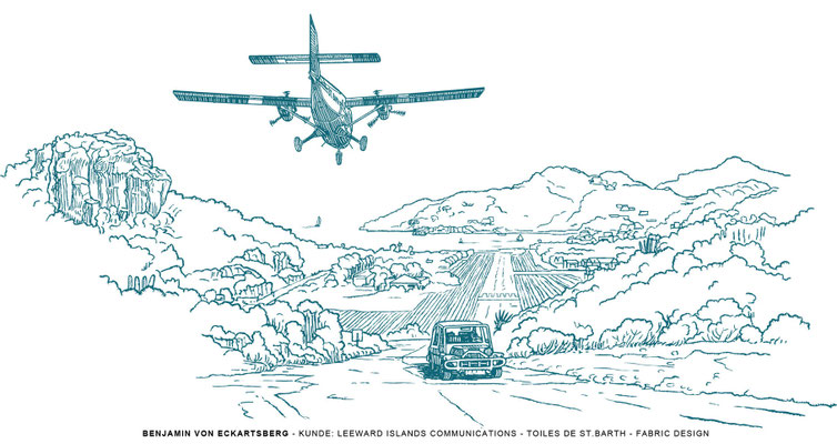 Benjamin von Eckartsberg - Illustration: Stoffdesign Toiles de St. Barth - Kunde - Leeward Islands Communications