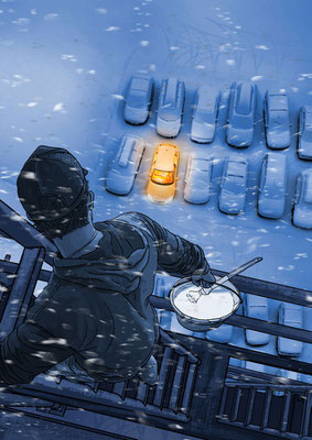 Benjamin von Eckartsberg - Scribble/Keyvisual - Willkommen im warmen Auto - Agentur: Robert & Horst