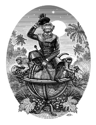 Benjamin von Eckartsberg - Illustration Champagner Etikett - Kunde:Chimpanski Brut