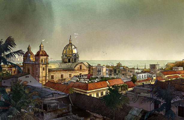 Benjamin von Eckartsberg - Editorial-Illustration: Cartagena, Kolumbien - Kunde: AIDA CRUISES Kundenmagazin