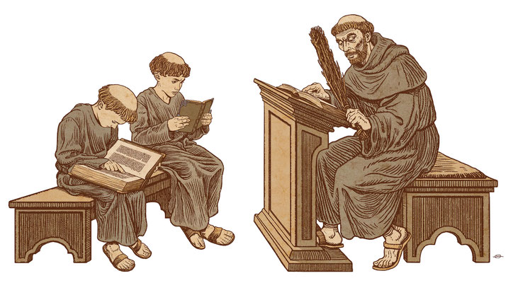 Benjamin von Eckartsberg - Illustration  für Austellung über Schule - Mittelalter - Kunde: Bayerisches Nationalmuseum 