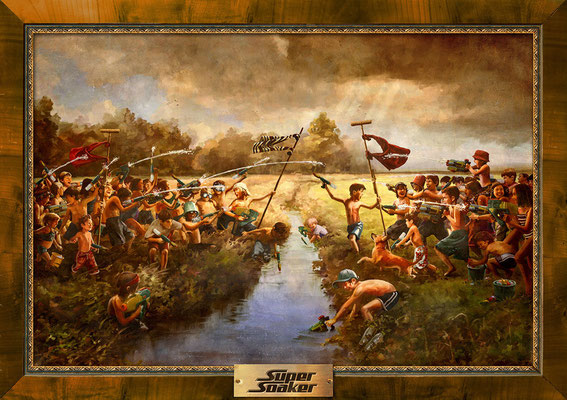 Benjamin von Eckartsberg - Illustration Großflächenplakat: Supersoaker Creek Battle - Kunde: Hasbro - Agentur: J. Walter Thompson 