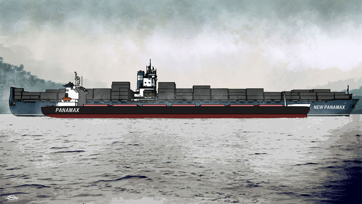 Benjamin von Eckartsberg - Illustration - Panama Canal - Panamax- Kunde: Allianz