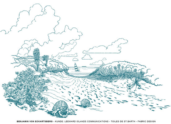 Benjamin von Eckartsberg - Illustration: Stoffdesign Toiles de St. Barth - Kunde - Leeward Islands Communications