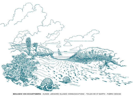 Benjamin von Eckartsberg - Illustration: Stoffdesign Toiles de St. Barth - Kunde - Leeward Islands Communications