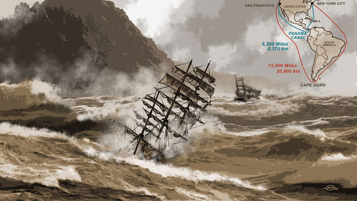 Benjamin von Eckartsberg - Illustration - Panama Canal Cap Horn - Kunde: Allianz