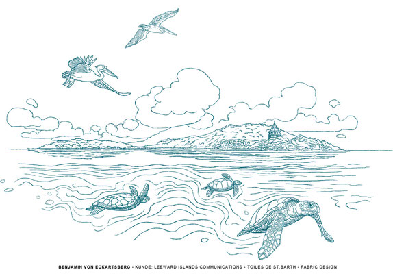 Benjamin von Eckartsberg - Illustration: Stoffdesign Toiles de St. Barth - Kunde - Leeward Islands Communications