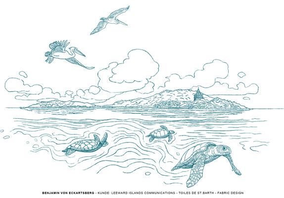 Benjamin von Eckartsberg - Illustration: Stoffdesign Toiles de St. Barth - Kunde - Leeward Islands Communications