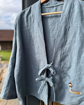Kimono-Jacke mit Haubentaucher von @fischi.kat