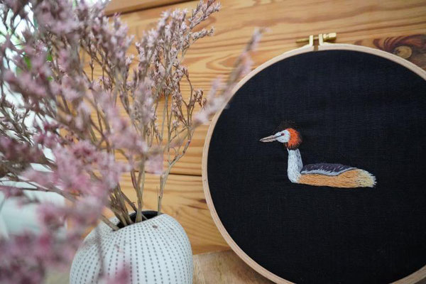 Haubentaucher von @knit.knot.sew
