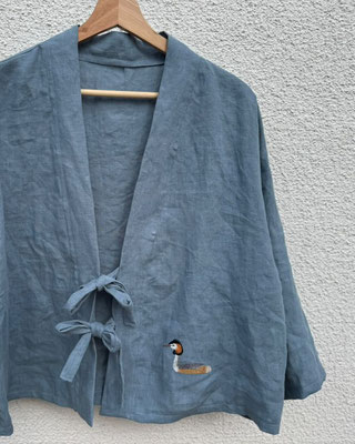 Kimono-Jacke mit Haubentaucher von @fischi.kat