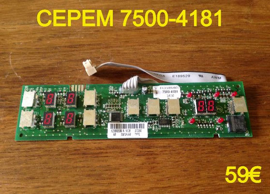 CARTE CLAVIER PLAQUE VITROCÉRAMIQUE : CEPEM 7500-4181