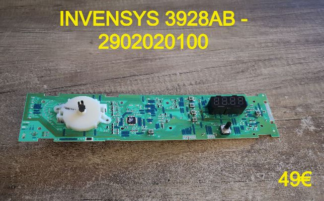 CARTE DE COMMANDE LAVE-LINGE : INVENSYS 3928AB - 2902020100