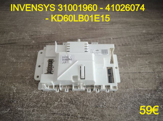 CARTE DE PUISSANCE LAVE-LINGE : INVENSYS 31001960 - 41026074 - KD60LB01E15