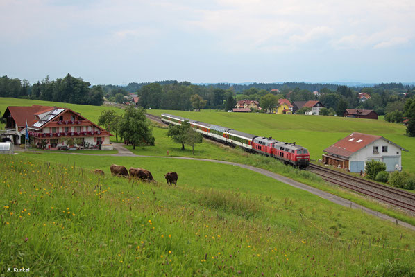 218 419 und 416 mit EC 195 am 15. Juli 2020 bei Meckatz.