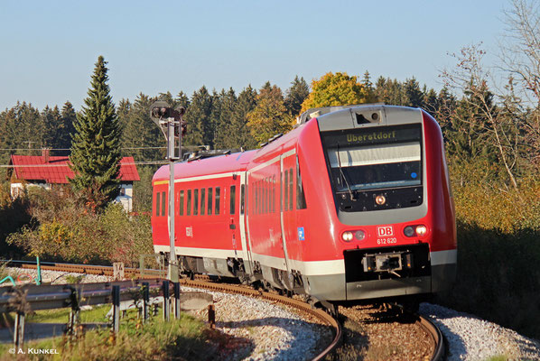 612 120 erreicht am 10. Oktober 2018 als RB 57679 gleich Fischen im Allgäu.