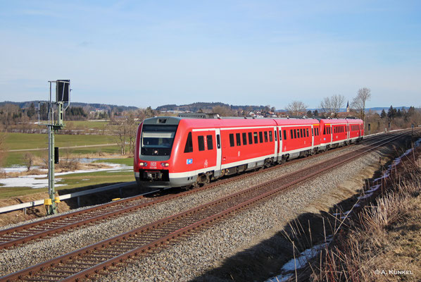 612 558/058 und 612 149/649 am 03. März 2019 als RE 3284 / 3285 nach Lindau bzw. Oberstdorf bei Waltenhofen.