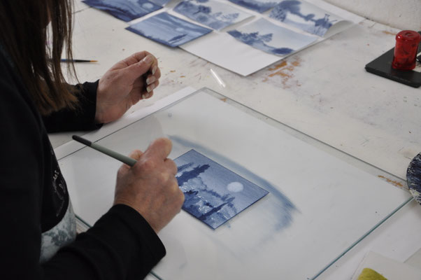 Aquarellmalen lernen: Grundübung naß-in-naß-Technik