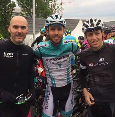 Alexander Weltermann vom Sebamed Racing Team, Hanno Rieping vom Team Strassacker und derzeit führender im German Cycling Cup, Daniel Kilb von iQ athletik - Trainer von Hanno Rieping und 4. auf der 80 Kilometer-Runde