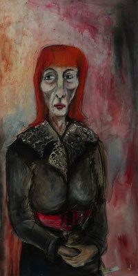 Frau mit roten Haaren, 2003 Acryl/ Kohle auf Leinwand (80 x160 cm)