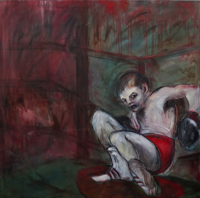 Boxer, 2003 Acryl/Kohle auf Leinwand (200 x 200 cm)