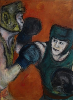Boxer, 2003 Acryl/Kohle auf Leinwand (115x85 cm)