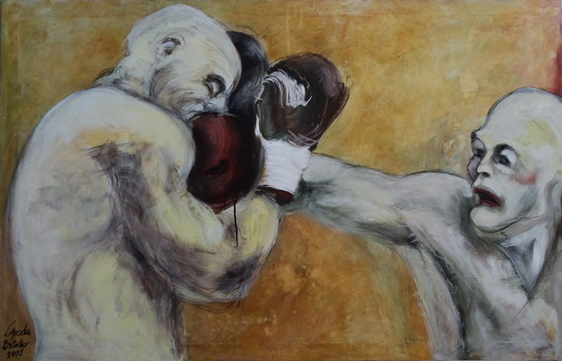 Punch, 2005 Acryl/Kohle auf Leinwand (100 x 157 cm)