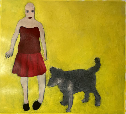 Perro, 2023 Mixed Media auf Papier - gewachst (23 x 20 cm)