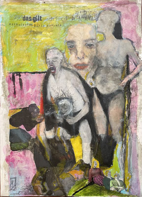 Anna, 2021 repainting - Acryl/Aquarell/Wachs auf Papier (36 x 49 cm)