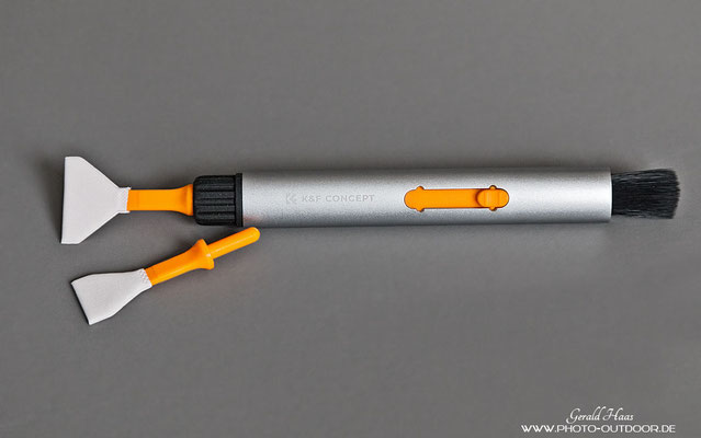 Der Reinigungsstift von K&F Concept kann sowohl Vollformat als auch APSC-Reinigungsstifte aufnehmen.