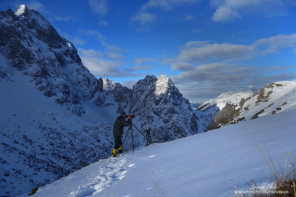 Beim Schneehuhn-Shooting in den Alpen.
