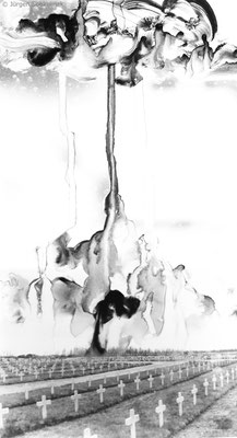 Gehenna, 2019, handbemalte Fotografie, Foto-Abzug auf Ilford Barytpapier, 29.7 x 16.1 cm (39.7 x 26.1 cm)