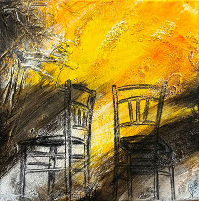 Noncommunication (30x30-tecnica mista-2024) Vicini ma anche tanto lontani