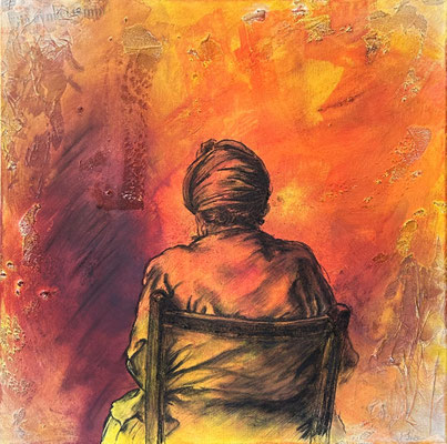 Già ai miei tempi (tecnica mista 80x80-2024)