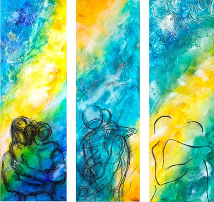 PERCORREREMO ASSIEME LE VIE CHE PORTANO ALL'ESSENZA (INTIMITÀ - ANATOMIA - ESSENZA) (trittico 3 per 120x40) - 2020