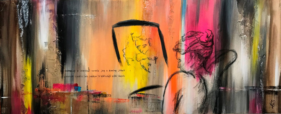 Specchio dell'anima (tecnica mista) 120x50 - 2019 Tutti prima o poi siamo costretti a guardare noi stessi allo specchio e vedere chi siamo veramente.