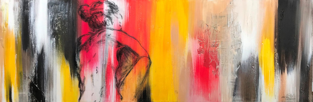 Vita (tecnica mista) 120x40 - 2020 - La vita è un'enorme tela: rovescia su di essa tutti i colori che puoi (Danny Kaye)