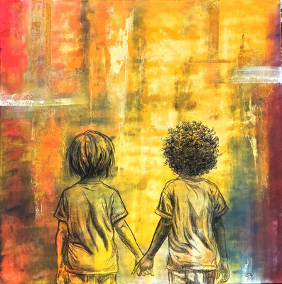 Colori dello stesso cielo (80x80 tecnica mista - 2026)