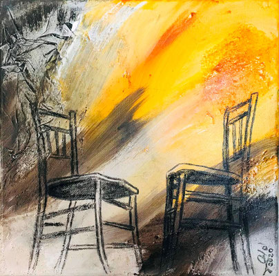 VIVERE DUE VOLTE (30x30 - 2020) “Raccontarsi e raccontare è un po' come vivere. Anzi è vivere due volte: la prima vivendo, appunto; la seconda raccontando.“  (C. Baglioni)