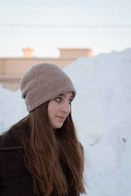 Mütze Bella, camel meliert, Silvia Bundschuh Hutdesign, Hamburg, Winterkollektion 2020, Mützen