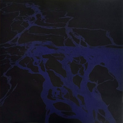 "Divagation nocturne" 2025, aquatinte, 50x50cm sur BFK Rives noir
