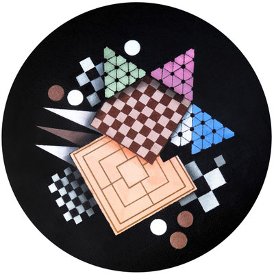 "Brettspiele", Acryl auf Leinwand, Durchmesser 25cm